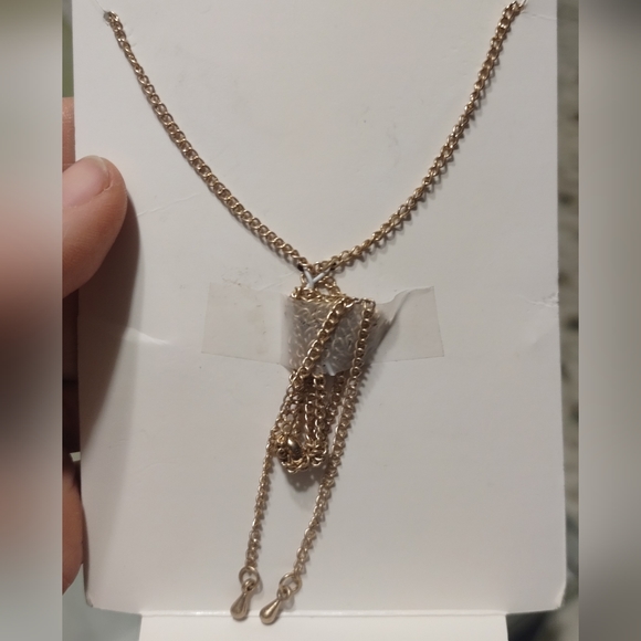 Mystical Cluster Gold Necklace with Crystal, Stone, Eye - Picture 3 of 4